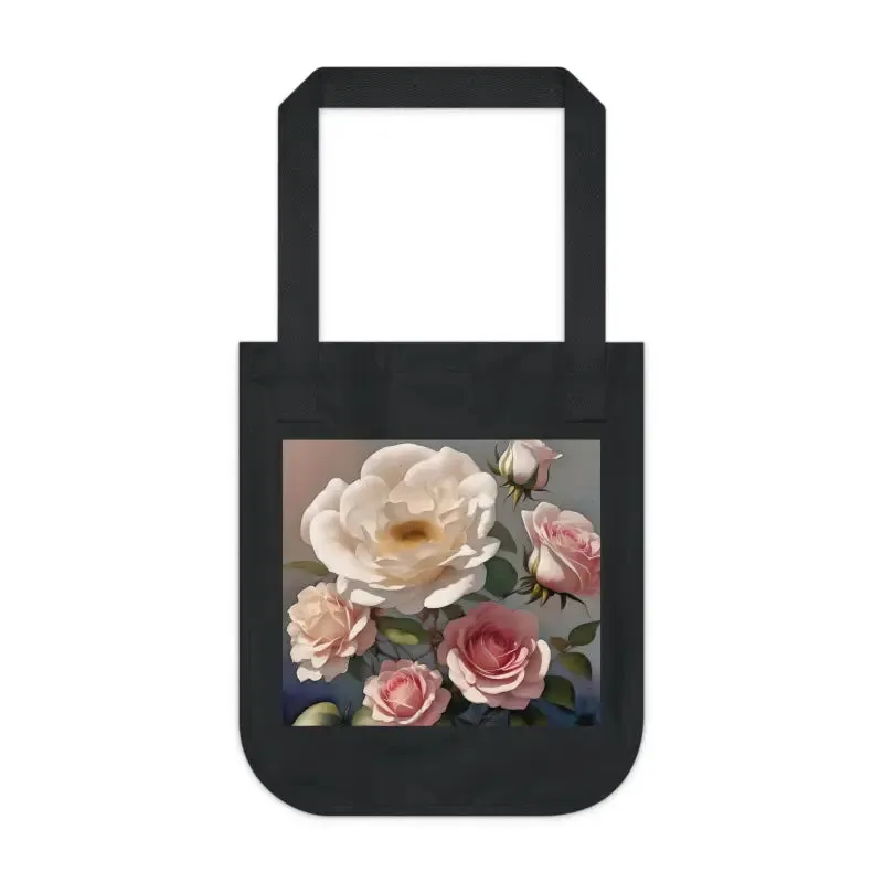Dipaliz Organic Canvas Tote Bag with Rose Flowers