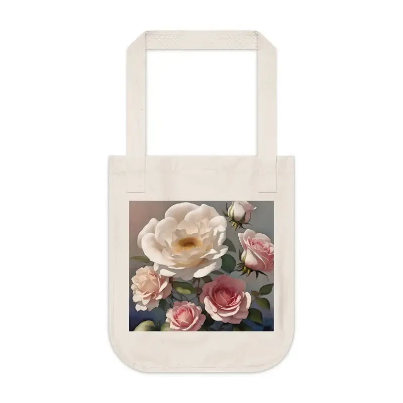 Dipaliz Organic Canvas Tote Bag with Rose Flowers