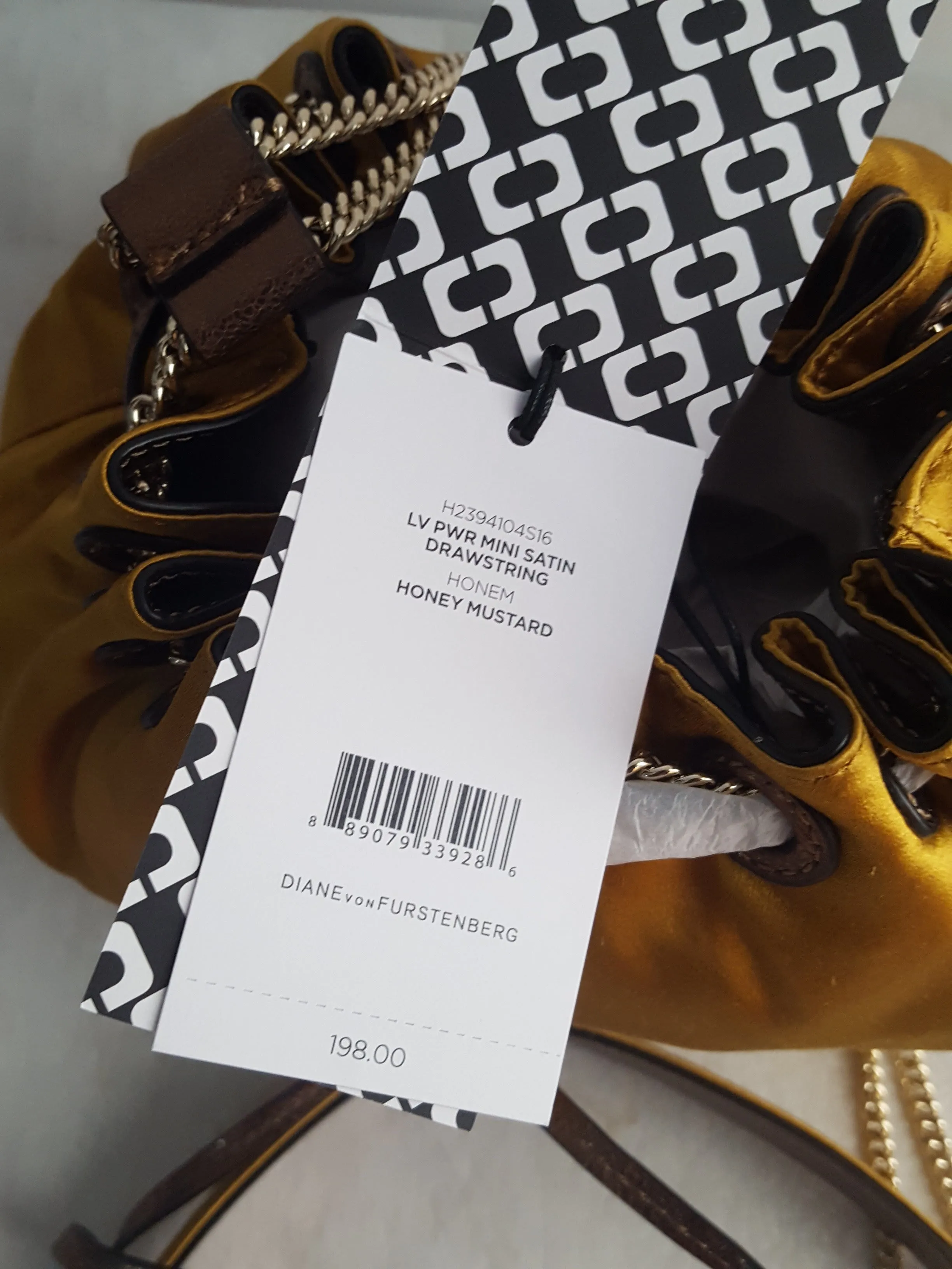 DvF LV PWR Mini Satin Drawstring Bag