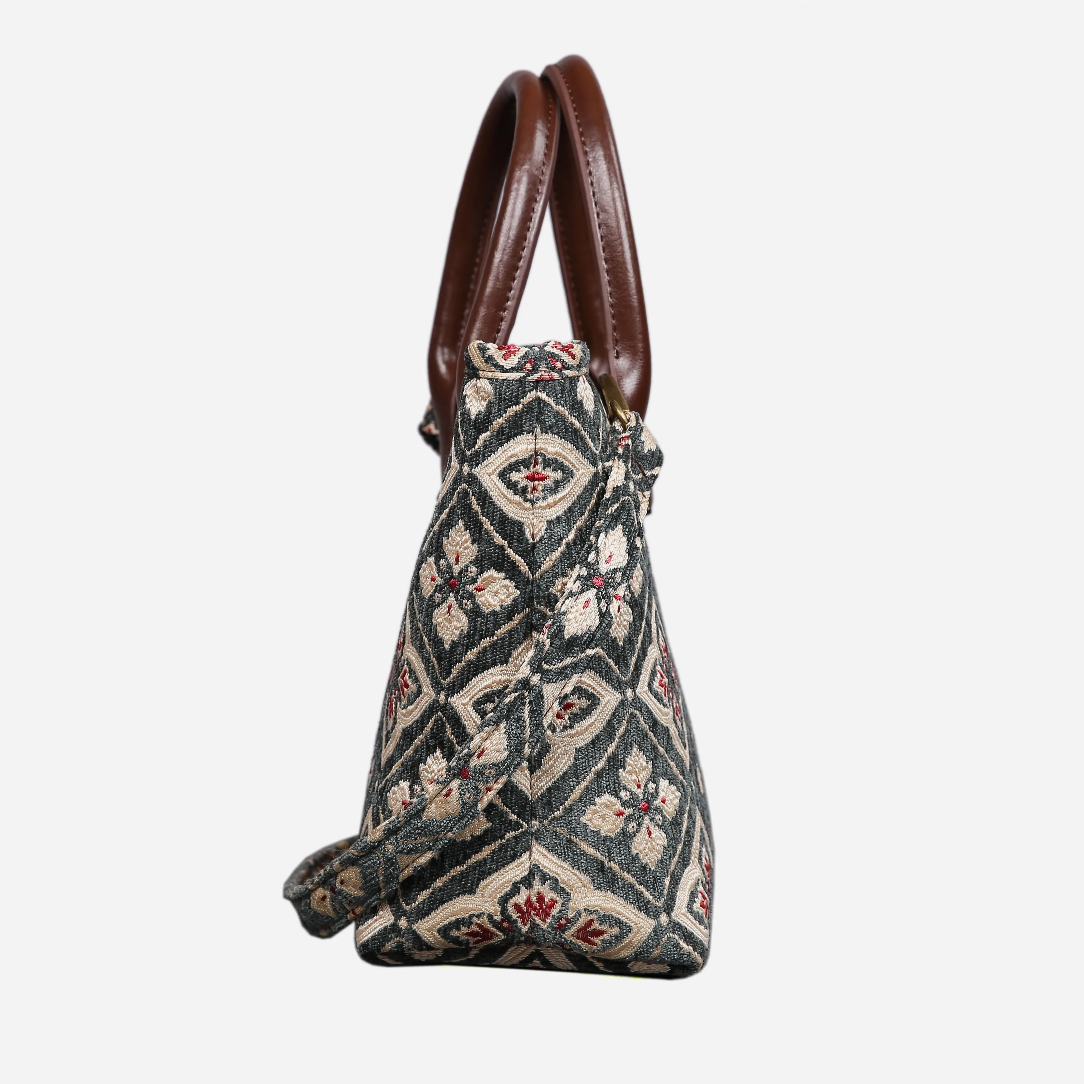 Ethnic Green Tuck Lock Carpet Satchel