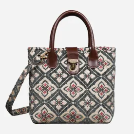 Ethnic Green Tuck Lock Carpet Satchel