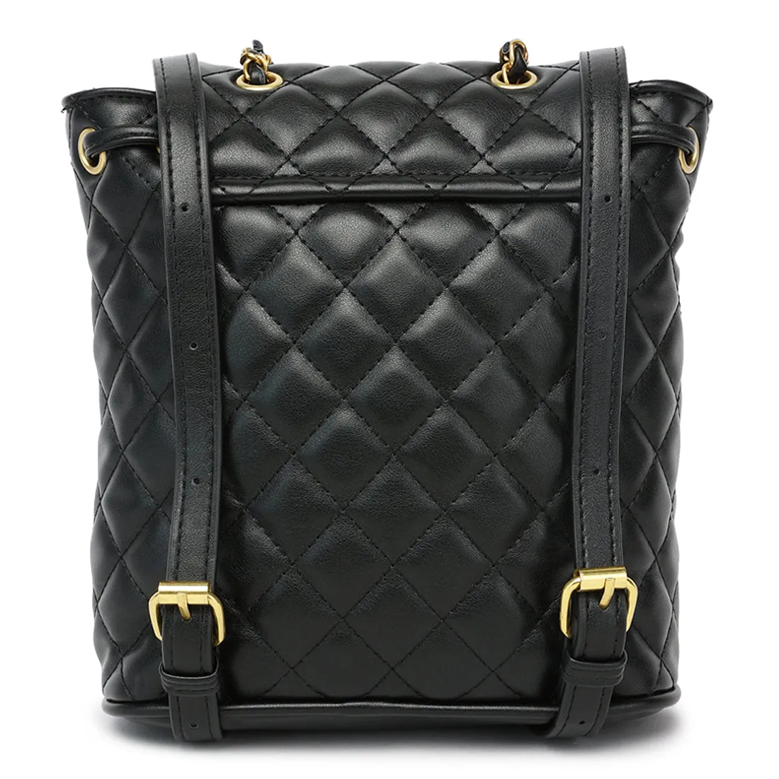 Faux Leather Bucket Backpack