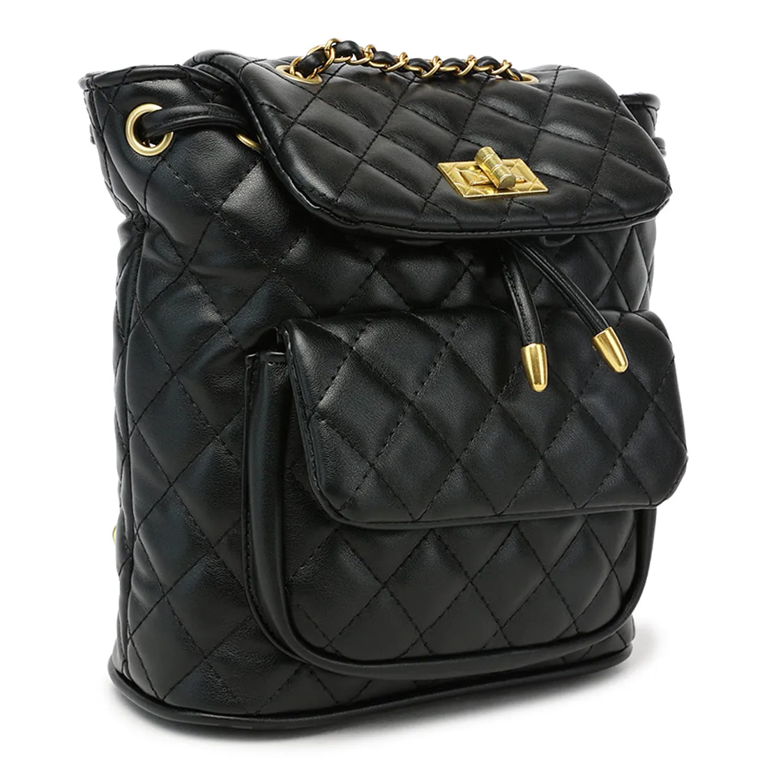 Faux Leather Bucket Backpack