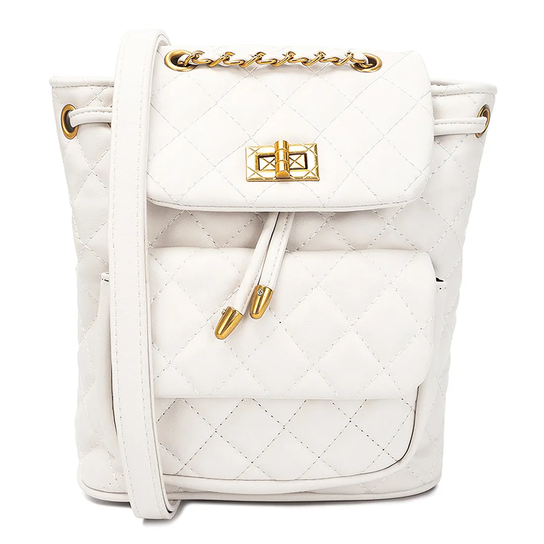 Faux Leather Bucket Backpack