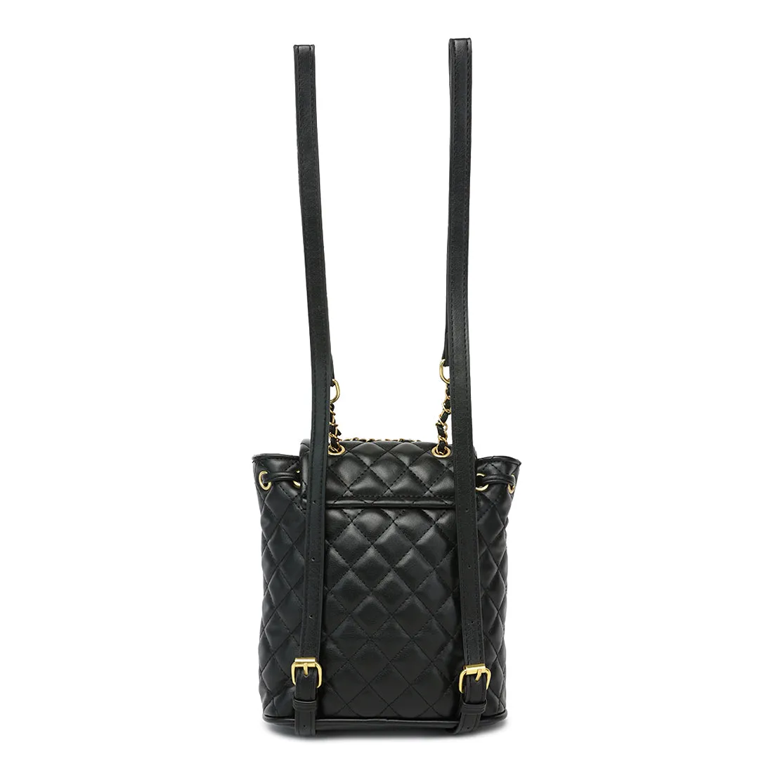 Faux Leather Bucket Backpack