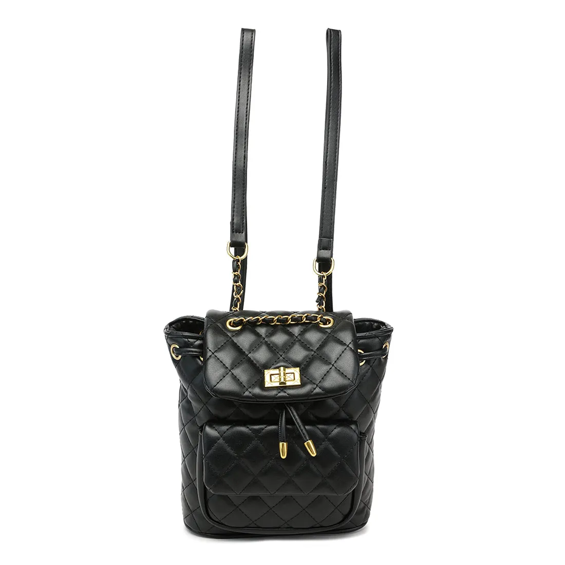 Faux Leather Bucket Backpack