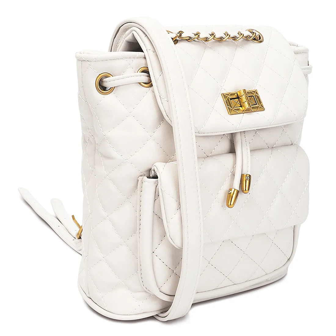Faux Leather Bucket Backpack
