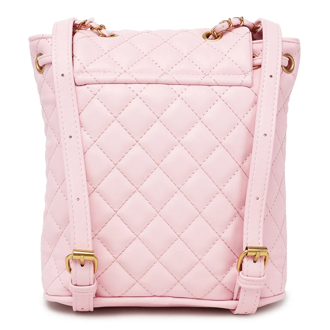 Faux Leather Bucket Backpack