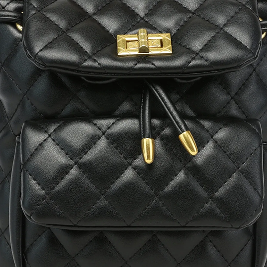 Faux Leather Bucket Backpack