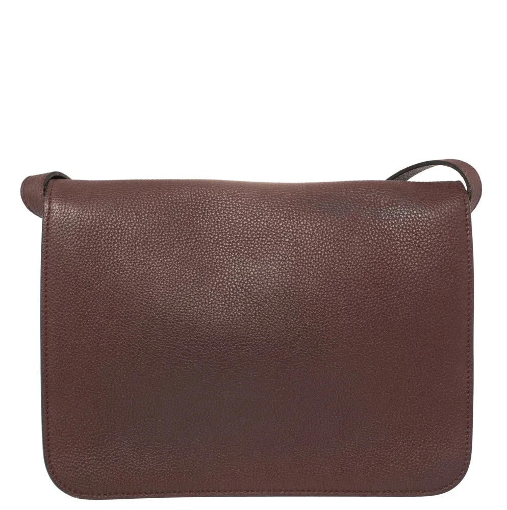 Gucci Maroon Soft Pebbled Leather Jackie Flap Shoulder Bag