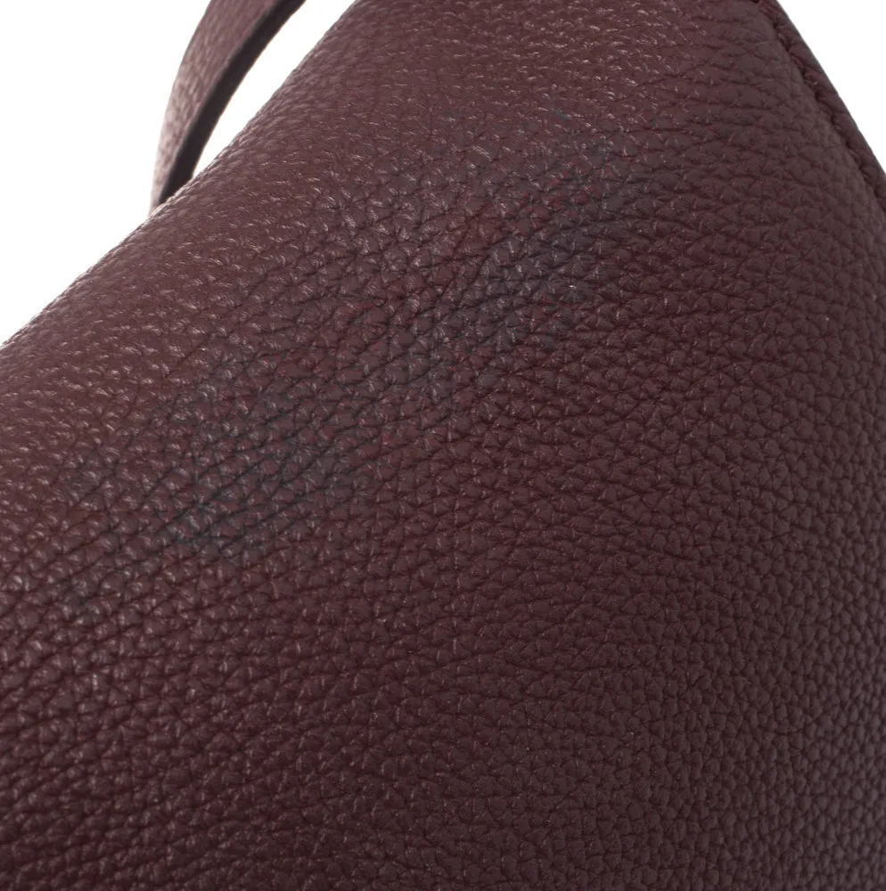 Gucci Maroon Soft Pebbled Leather Jackie Flap Shoulder Bag