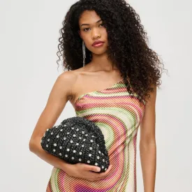 Gwendolyn Straw Clutch: Black