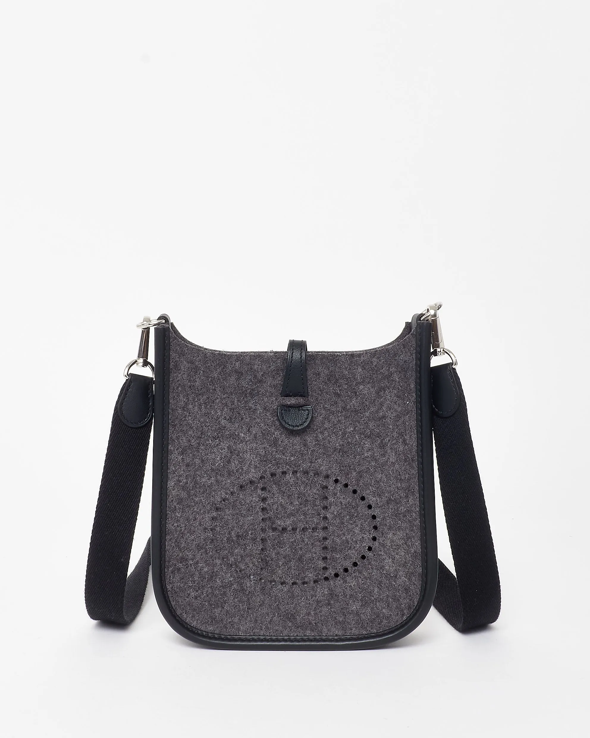 Hermès Grey Felt & Black Leather Evelyne TPM Crossbody Bag