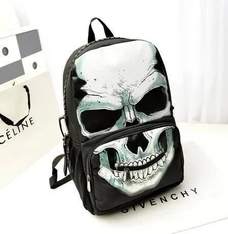 High-Capacity Fashion Skeleton Multiple Pockets School Backpack Bag