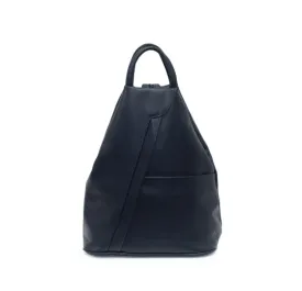 Italian Designer Soft Leather Triangular Backpack Ilaria Navy