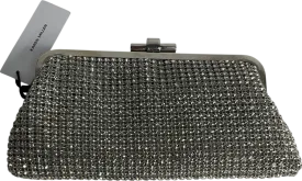 Karen Millen Silver Rhinestone Clutch Bag with chain strap