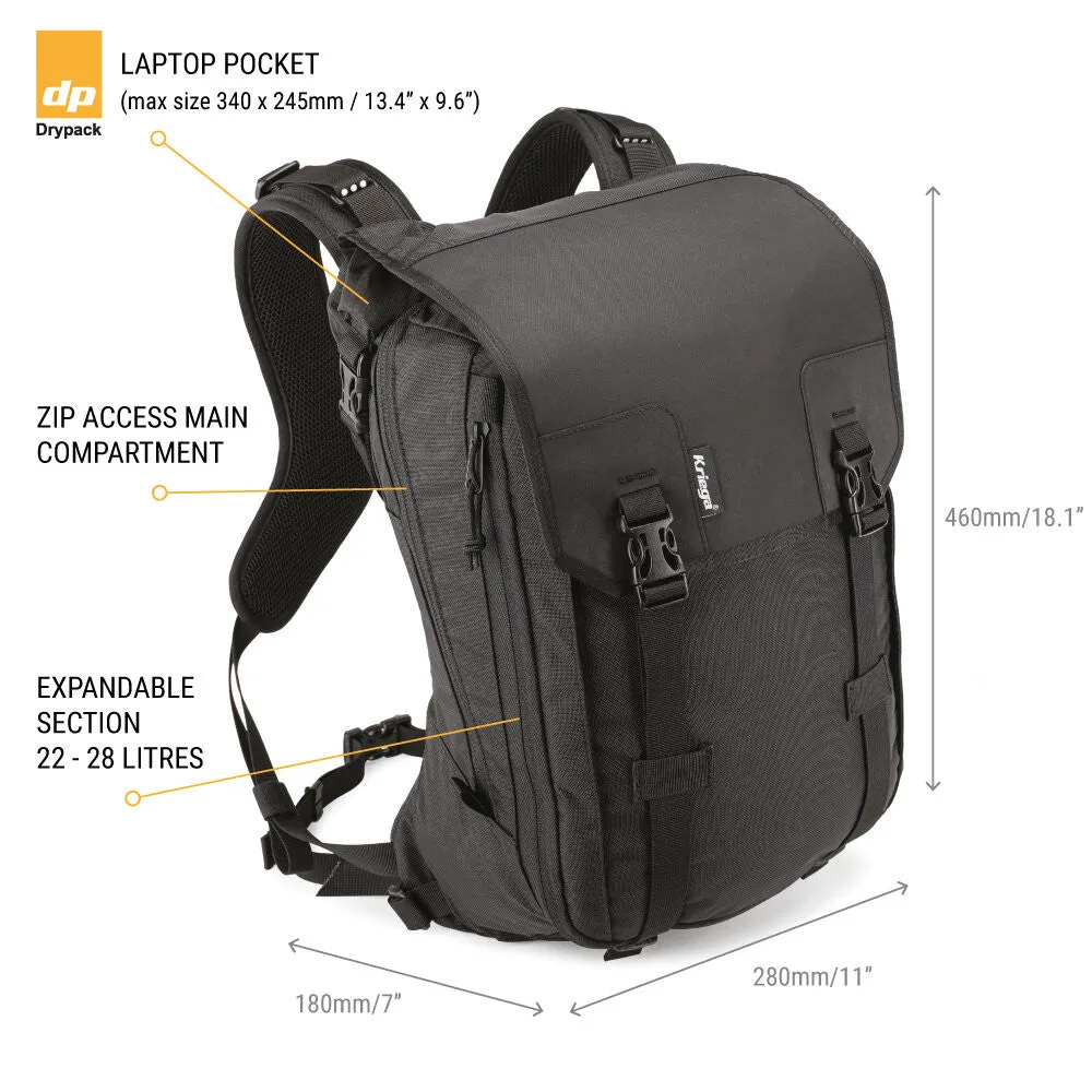 Kriega Max 28 Expandable Riding Backpack