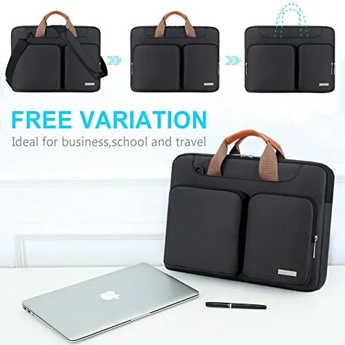 Lacdo 360° Protective Laptop Shoulder Bag Sleeve Case for 13 Inch New MacBook Air | MacBook Pro Touch Bar 2016-2020 | Surface Book 3 2 | MacBook Pro Retina 2012-2015 | 13" HP Acer ASUS Computer, Black
