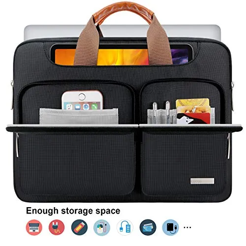 Lacdo 360° Protective Laptop Shoulder Bag Sleeve Case for 13 Inch New MacBook Air | MacBook Pro Touch Bar 2016-2020 | Surface Book 3 2 | MacBook Pro Retina 2012-2015 | 13" HP Acer ASUS Computer, Black