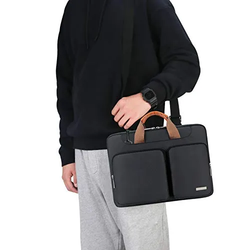 Lacdo 360° Protective Laptop Shoulder Bag Sleeve Case for 13 Inch New MacBook Air | MacBook Pro Touch Bar 2016-2020 | Surface Book 3 2 | MacBook Pro Retina 2012-2015 | 13" HP Acer ASUS Computer, Black