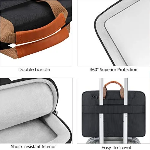 Lacdo 360° Protective Laptop Shoulder Bag Sleeve Case for 13 Inch New MacBook Air | MacBook Pro Touch Bar 2016-2020 | Surface Book 3 2 | MacBook Pro Retina 2012-2015 | 13" HP Acer ASUS Computer, Black