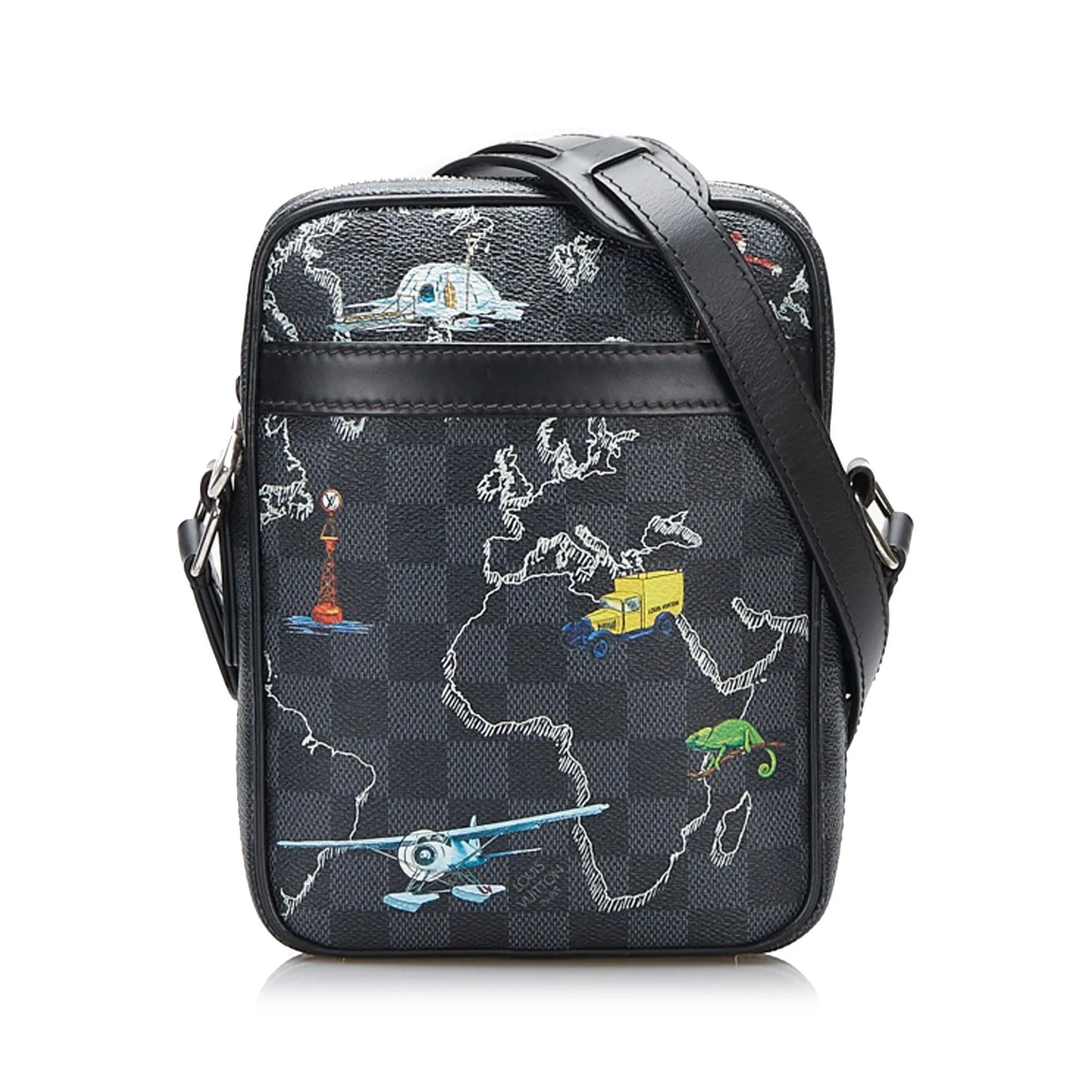 Louis Vuitton Damier Graphite Renaissance Map Danube Slim PM (SHG-sFyJon)