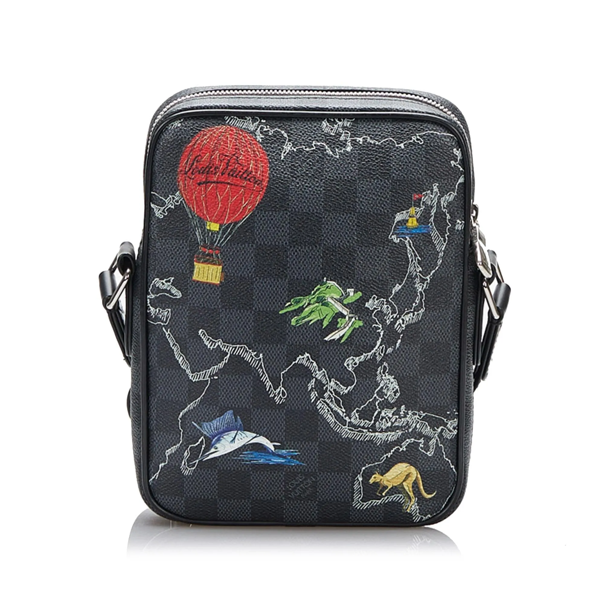 Louis Vuitton Damier Graphite Renaissance Map Danube Slim PM (SHG-sFyJon)