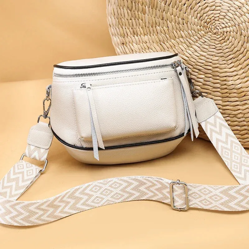 Luxury Genuine Leather Shoulder Saddle Handbag for Women Crossbody Cowhide Fashion Messenger Bags