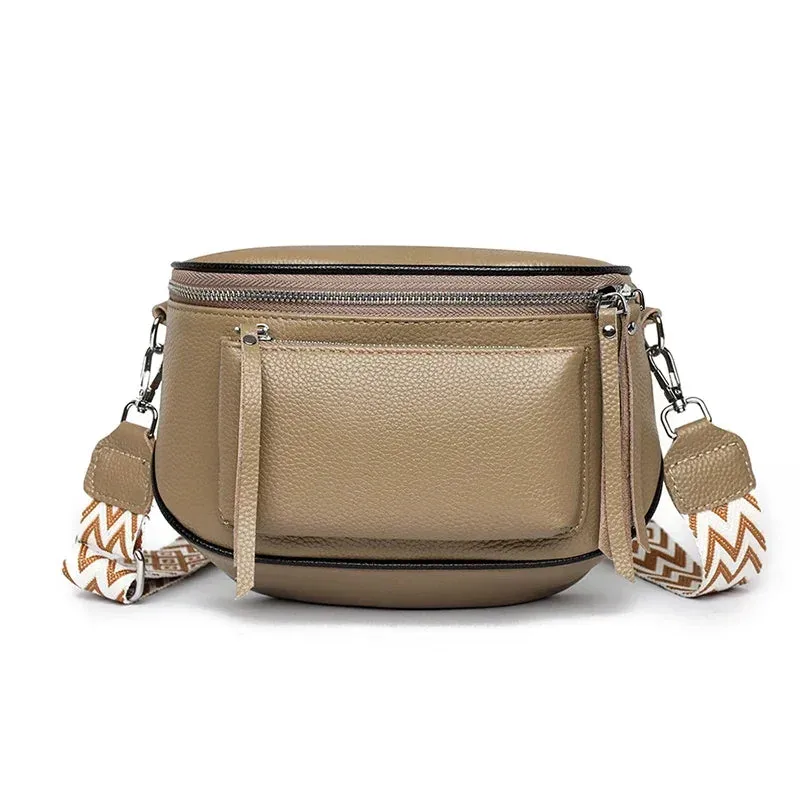 Luxury Genuine Leather Shoulder Saddle Handbag for Women Crossbody Cowhide Fashion Messenger Bags