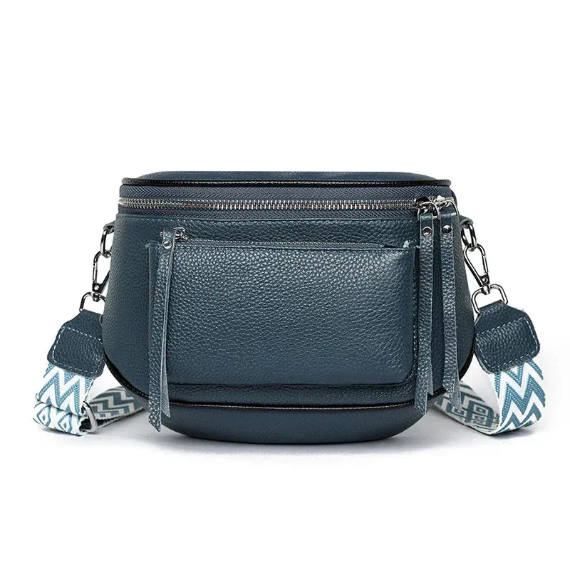 Luxury Genuine Leather Shoulder Saddle Handbag for Women Crossbody Cowhide Fashion Messenger Bags