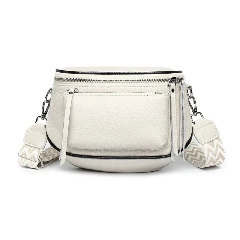 Luxury Genuine Leather Shoulder Saddle Handbag for Women Crossbody Cowhide Fashion Messenger Bags