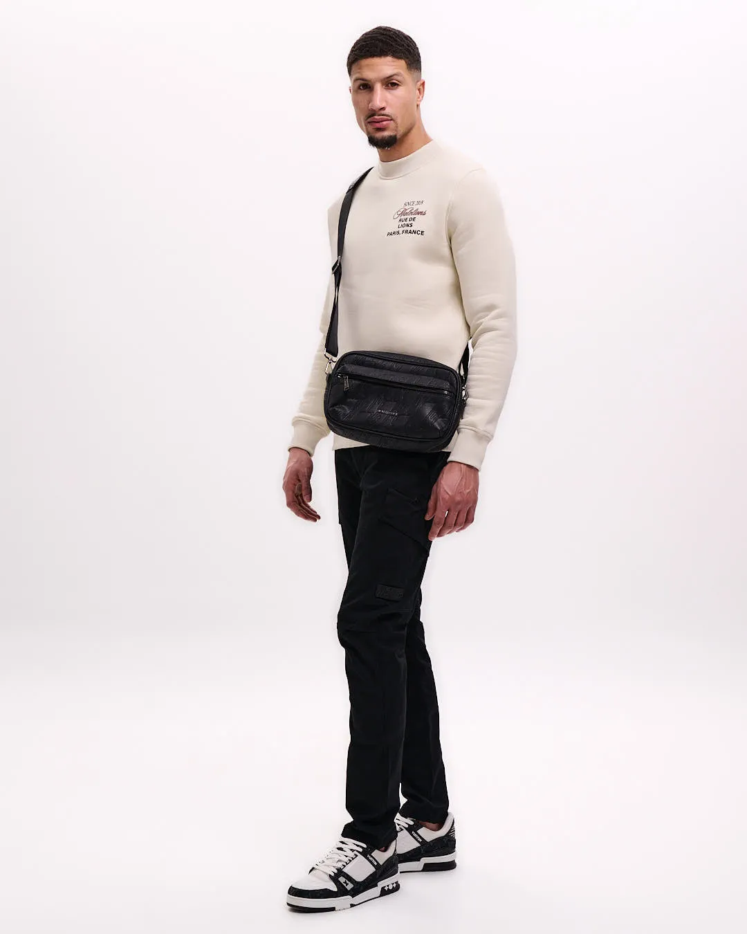 Malelions Men Debossed Messenger bag | Black