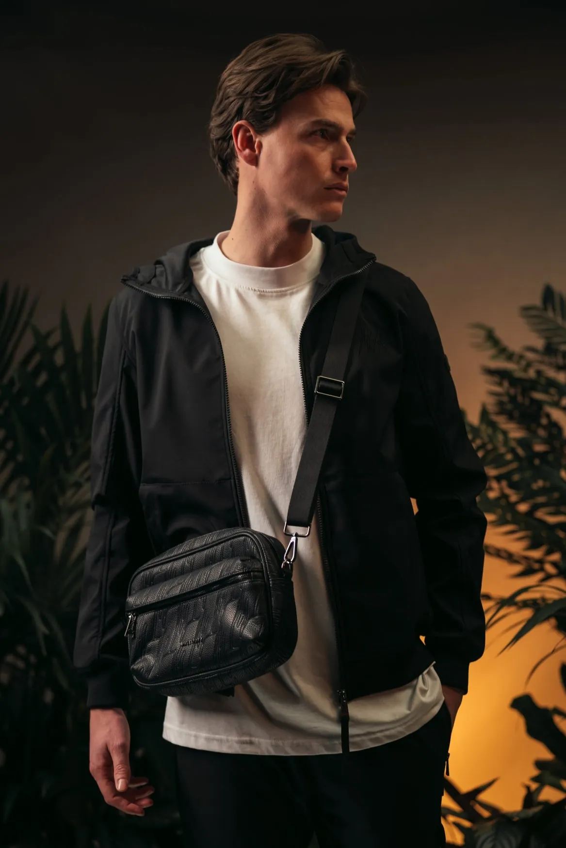 Malelions Men Debossed Messenger bag | Black