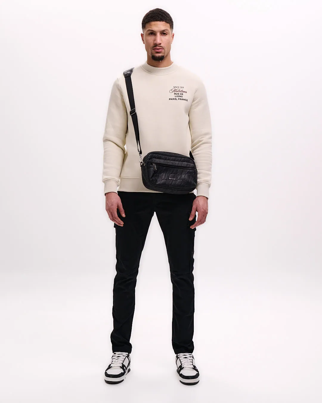 Malelions Men Debossed Messenger bag | Black