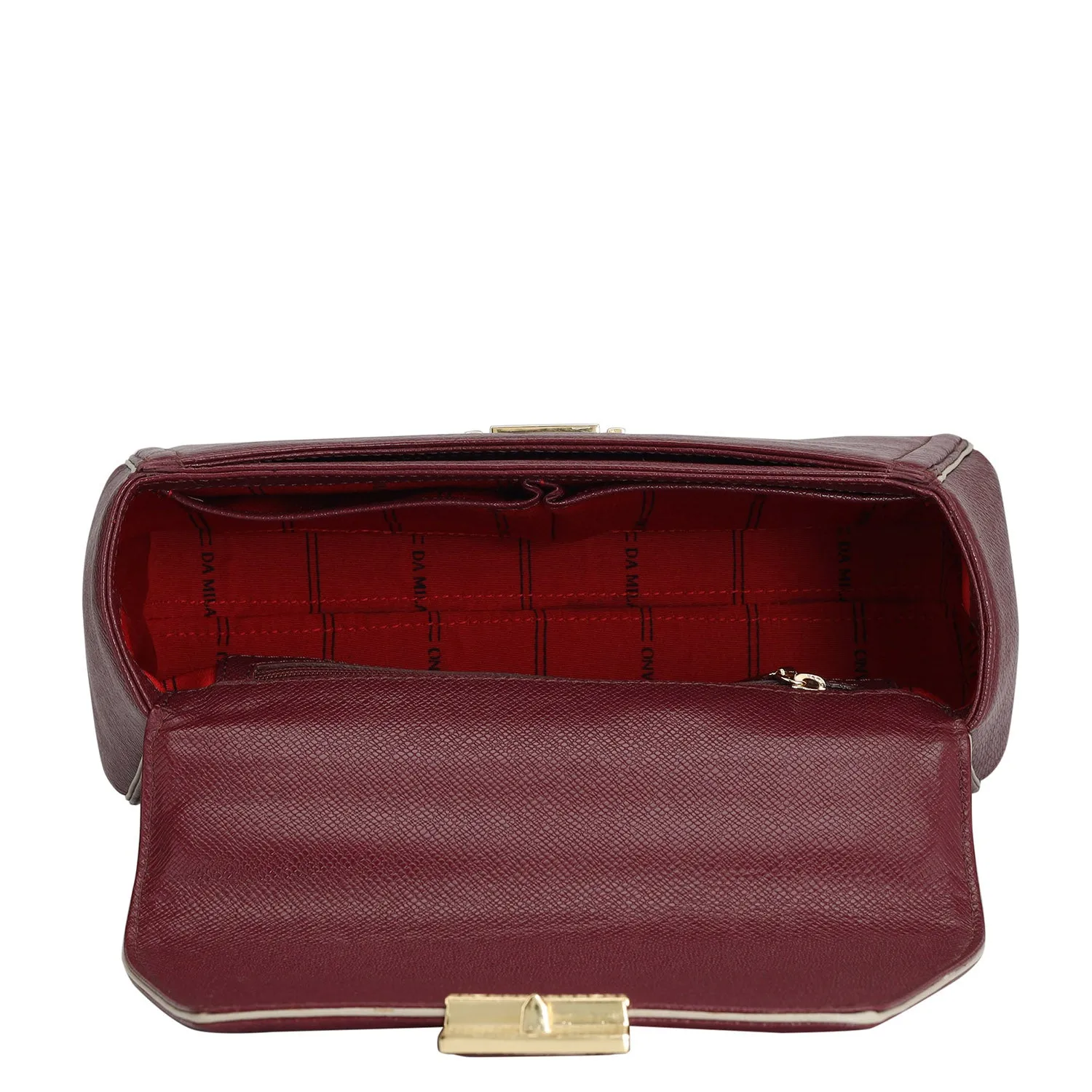 Medium Franzy Leather Satchel - Blood Stone