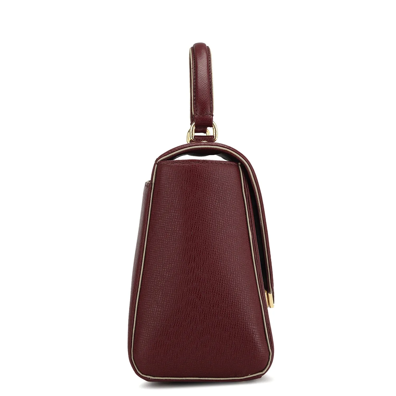 Medium Franzy Leather Satchel - Blood Stone