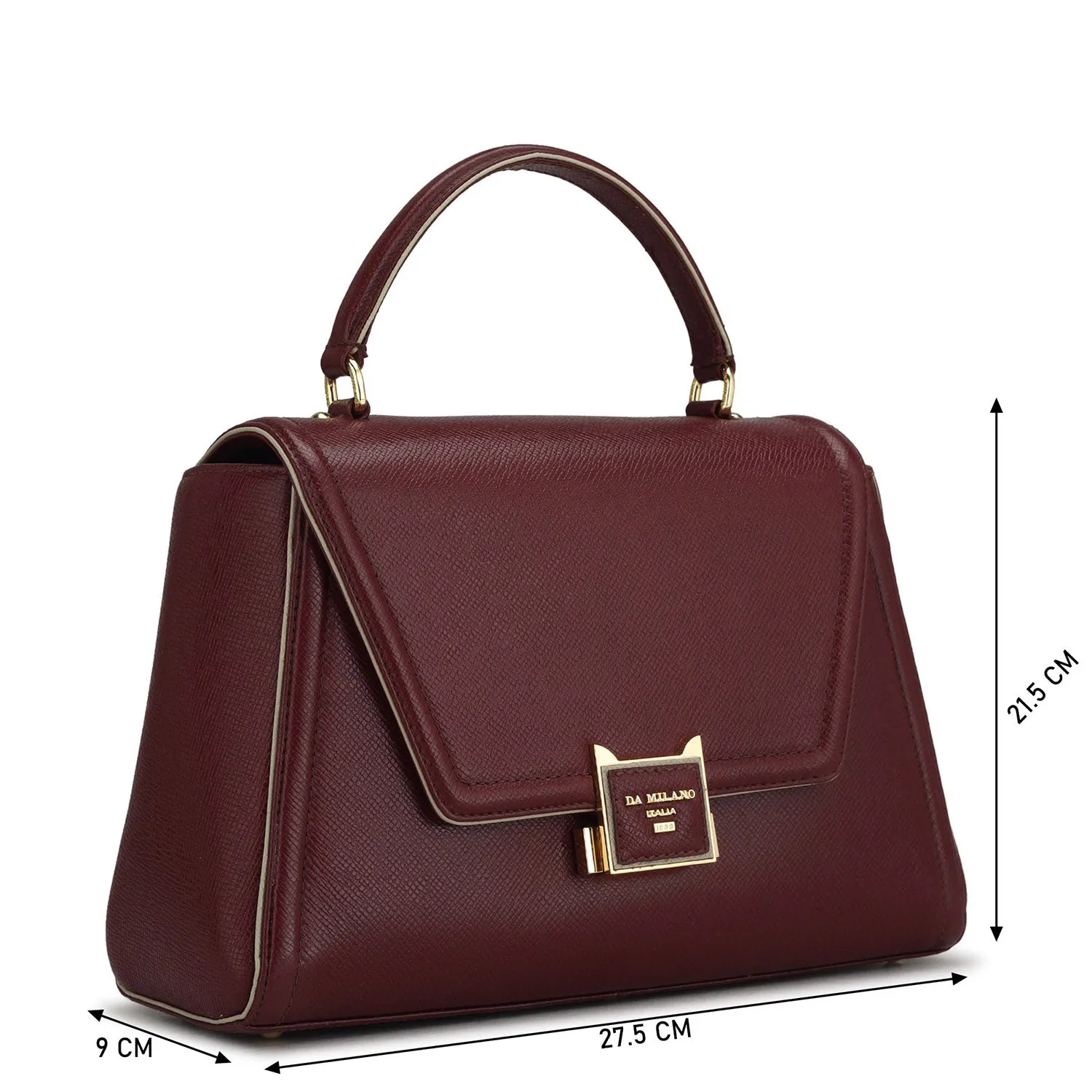 Medium Franzy Leather Satchel - Blood Stone