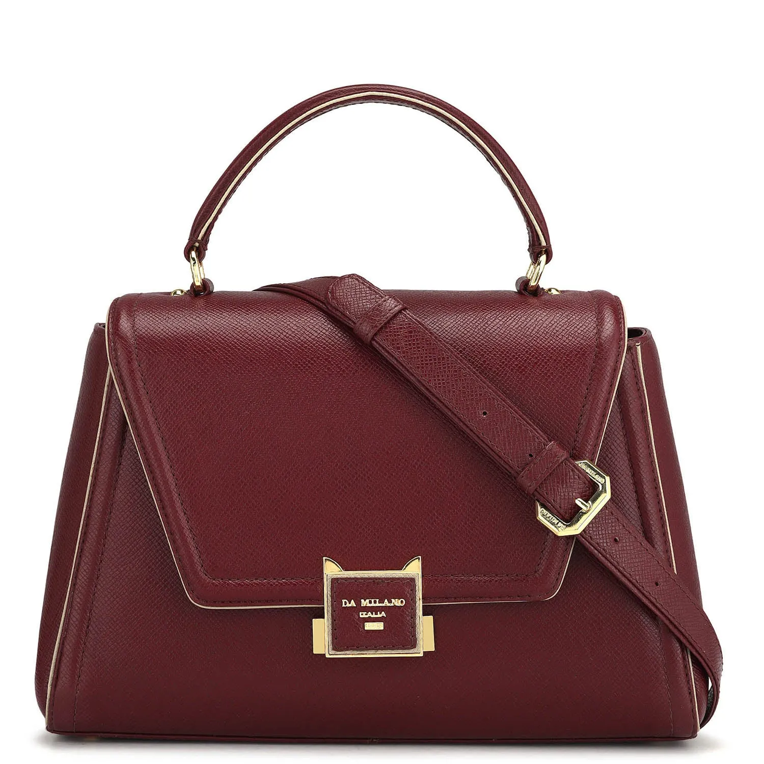 Medium Franzy Leather Satchel - Blood Stone