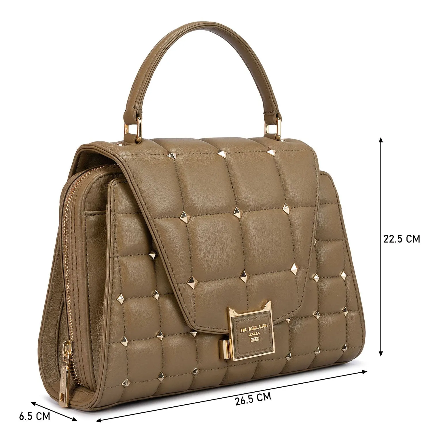 Medium Quilting Leather Satchel  - Olive