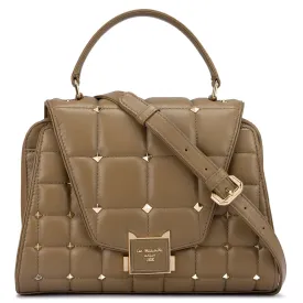 Medium Quilting Leather Satchel  - Olive