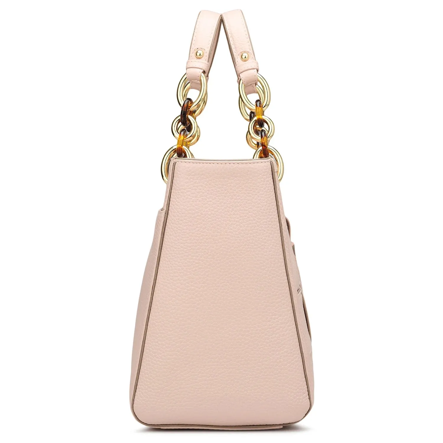 Medium Wax Leather Satchel - Baby Pink