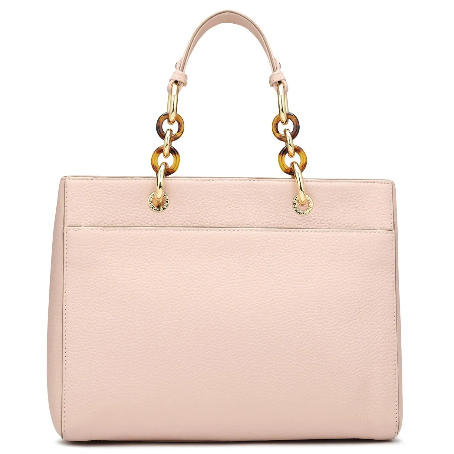 Medium Wax Leather Satchel - Baby Pink