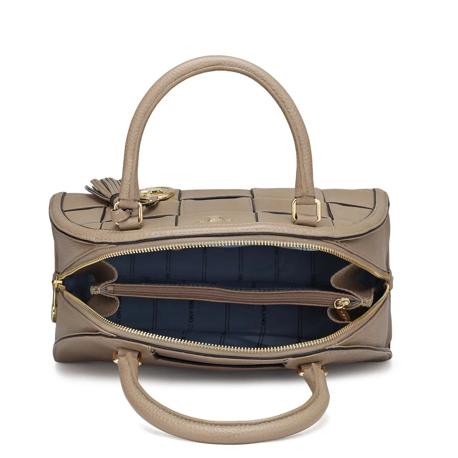 Medium Wax Leather Satchel - Greyish Taupe