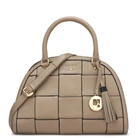 Medium Wax Leather Satchel - Greyish Taupe