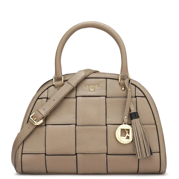 Medium Wax Leather Satchel - Greyish Taupe