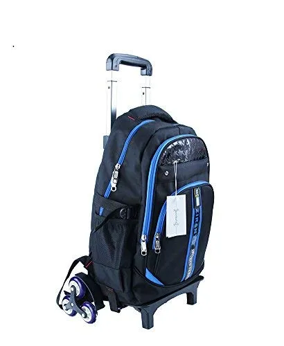 Meetbelify Kids Rolling Backpacks Luggage Six Wheels Unisex Trolley School Bags Black