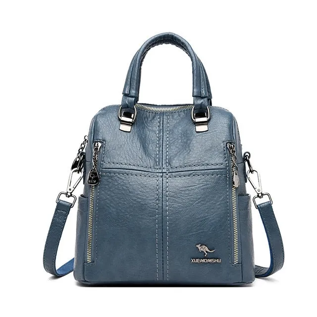 Multifunction Travel Leather Backpack