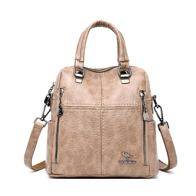 Multifunction Travel Leather Backpack