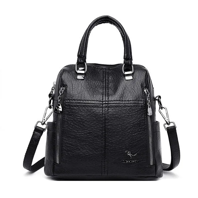 Multifunction Travel Leather Backpack
