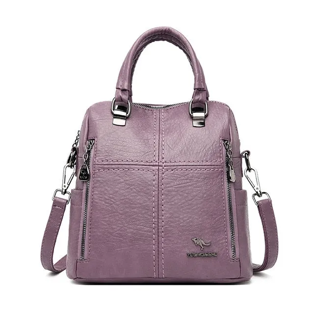 Multifunction Travel Leather Backpack